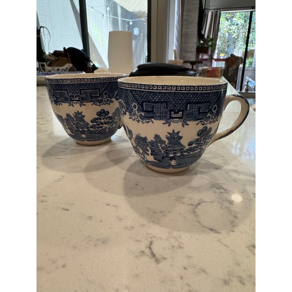 Vintage Arklow Willow Blue White‎ Tea Cups lot of 4 Made in Ireland Chinoiserie - Picture 4 of 16